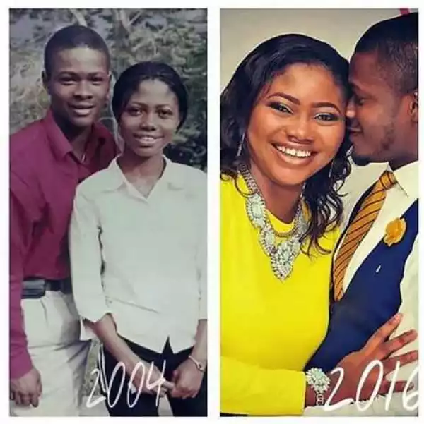 Touching photos of a couple who have been dating for 12 years goes viral